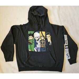 HUNTER X HUNTER Gon Killua Kurapika Leorio Unisex Black Hoodie Jacket Sz XL Y2K